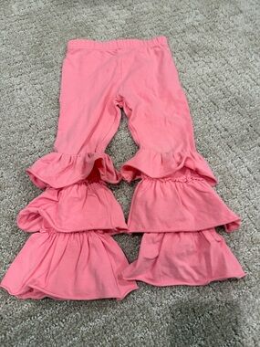 Kids Pink Ruffle Flare Leggings